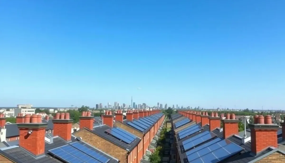 Solar panels on a rooftop in London